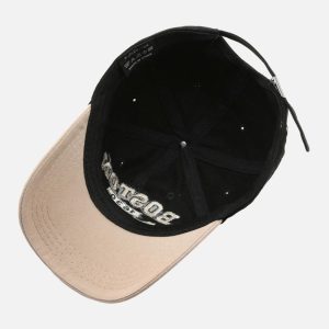 Concert Outfit Retro Colorblocked Monogrammed Embroidered Cap