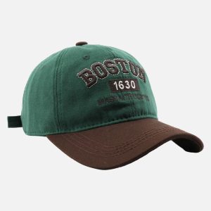 Concert Outfit Retro Colorblocked Monogrammed Embroidered Cap