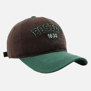 Concert Outfit Retro Colorblocked Monogrammed Embroidered Cap