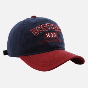 Concert Outfit Retro Colorblocked Monogrammed Embroidered Cap