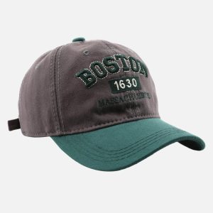 Concert Outfit Retro Colorblocked Monogrammed Embroidered Cap