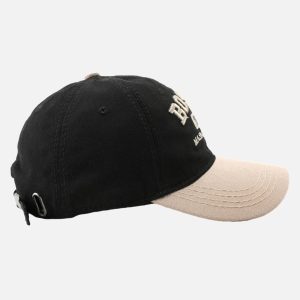 Concert Outfit Retro Colorblocked Monogrammed Embroidered Cap