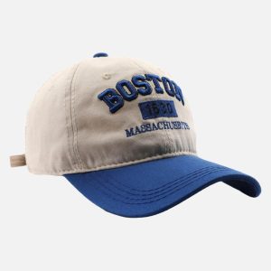 Concert Outfit Retro Colorblocked Monogrammed Embroidered Cap