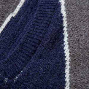 Concert Outfit Retro Contrast Color Cardigan Knitted Sweater