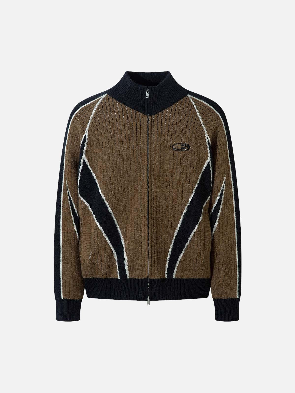 Concert Outfit Retro Contrast Color Cardigan Knitted Sweater Concert Outfit Retro Contrast Color Cardigan Knitted Sweater