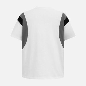 Concert Outfit Retro Contrast Color Stitching Embroidered Letter Jersey T-Shirt