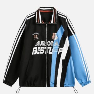 Concert Outfit Retro Contrast Color Stitching Jersey Jacket