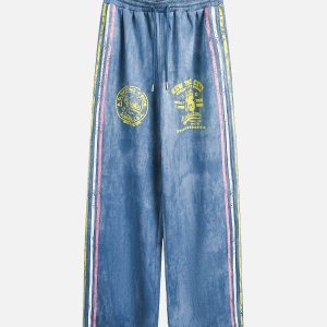 Concert Outfit Retro Contrast Suede Track Pants