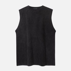 Concert Outfit Retro Distressed Character Print Street Rap Vest