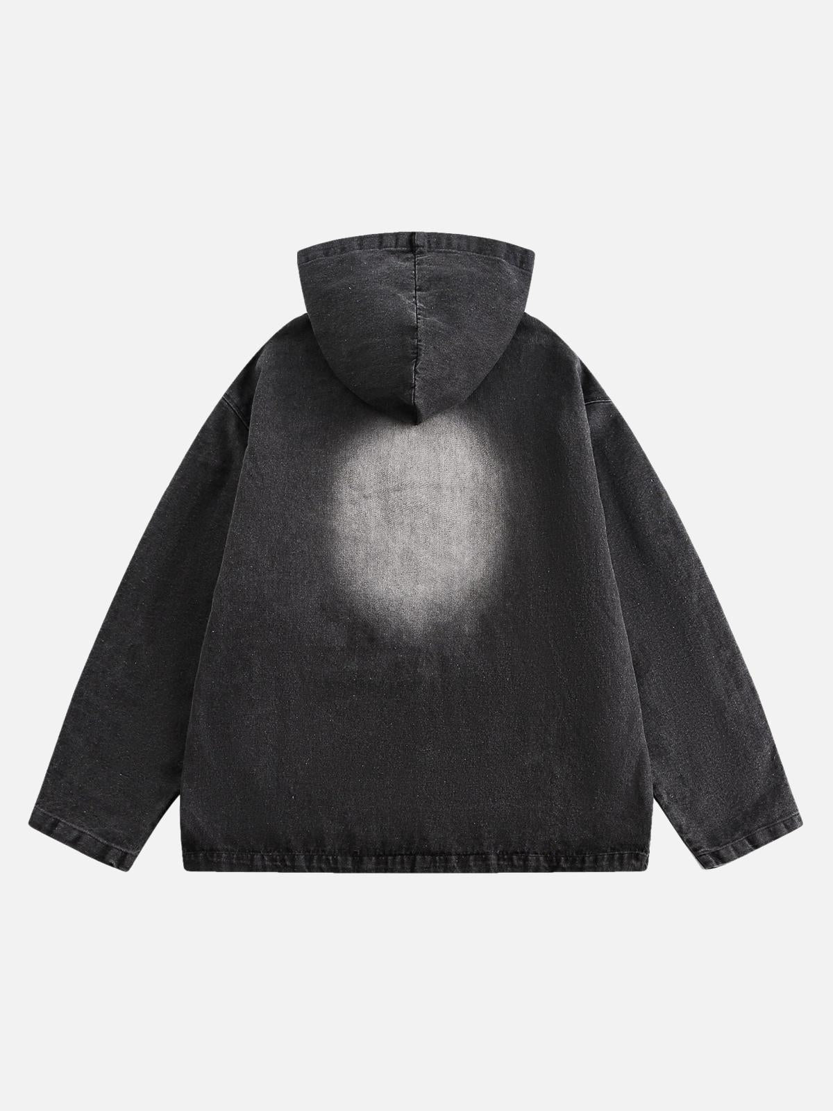 Concert Outfit Retro Distressed Washed Denim Hoodie Concert Outfit Retro Distressed Washed Denim Hoodie