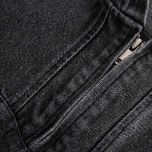 Concert Outfit Retro Distressed Washed Denim Hoodie