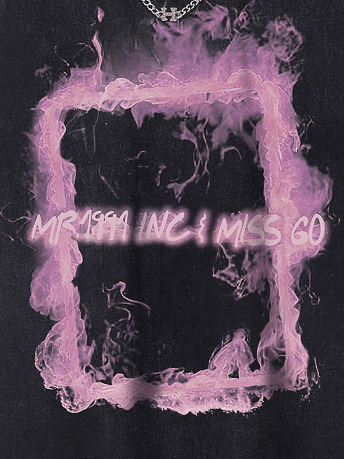 Concert Outfit Retro Distressed Washed Smoke Printed Vest Concert Outfit Retro Distressed Washed Smoke Printed Vest