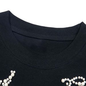 Concert Outfit Retro Embroidery Beaded Letter Print T-Shirt