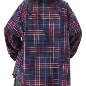 Concert Outfit Retro Faux Two-Piece Plaid Shirt