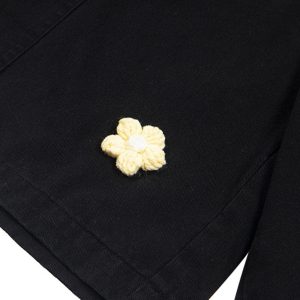 Concert Outfit Retro Floral Embroidered Pleated Multi-Pocket Cargo Jorts