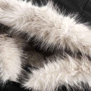 Concert Outfit Retro Fur Hooded Fleece Bomber Jacket