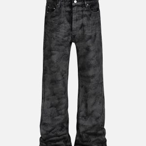 Concert Outfit Retro Hand-Brushed Glitter Flare Jeans