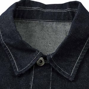 Concert Outfit Retro Heavy Washed Contrast Color Denim Jacket