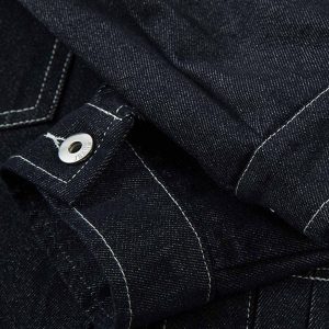 Concert Outfit Retro Heavy Washed Contrast Color Denim Jacket