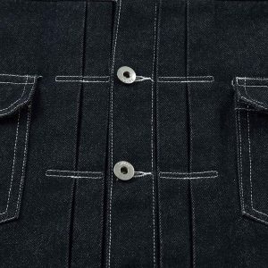 Concert Outfit Retro Heavy Washed Contrast Color Denim Jacket