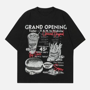 Concert Outfit Retro Hip-Hop Black And White Sticker T-Shirt