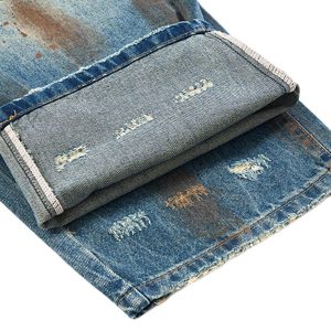 Concert Outfit Retro Ink-Splashed Ripped Jeans