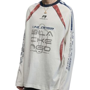 Concert Outfit Retro Jersey Oversized Long Sleeves T-Shirt