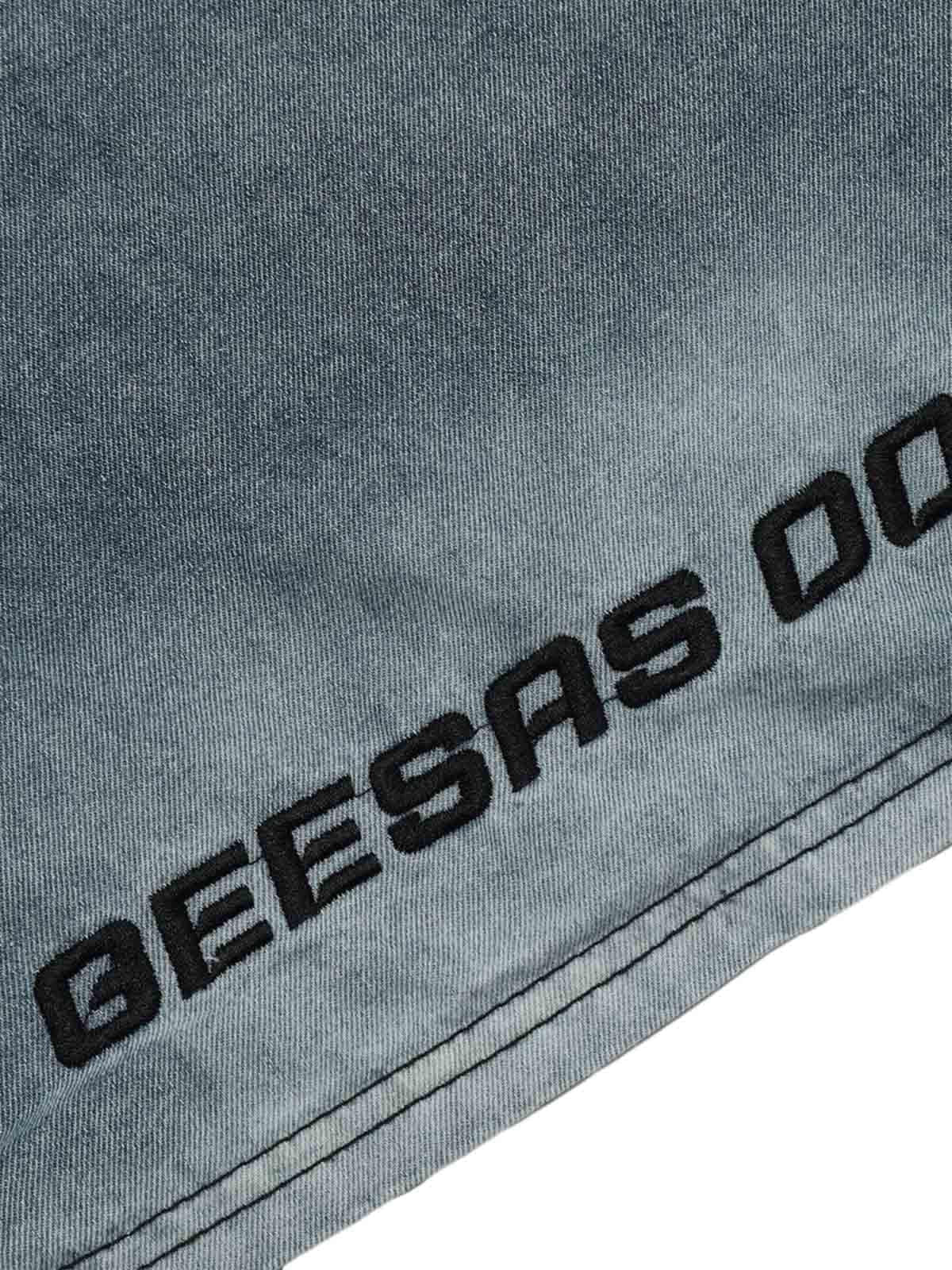 Concert Outfit Retro Letter Embroidery Contrast Denim T-Shirt Concert Outfit Retro Letter Embroidery Contrast Denim T-Shirt