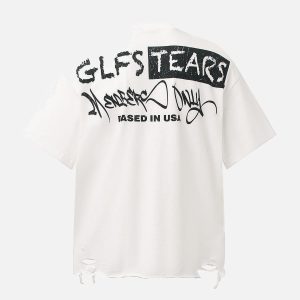 Concert Outfit Retro Letter Lip Graphic T-Shirt