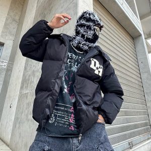 Concert Outfit Retro Letter Print Down Jacket