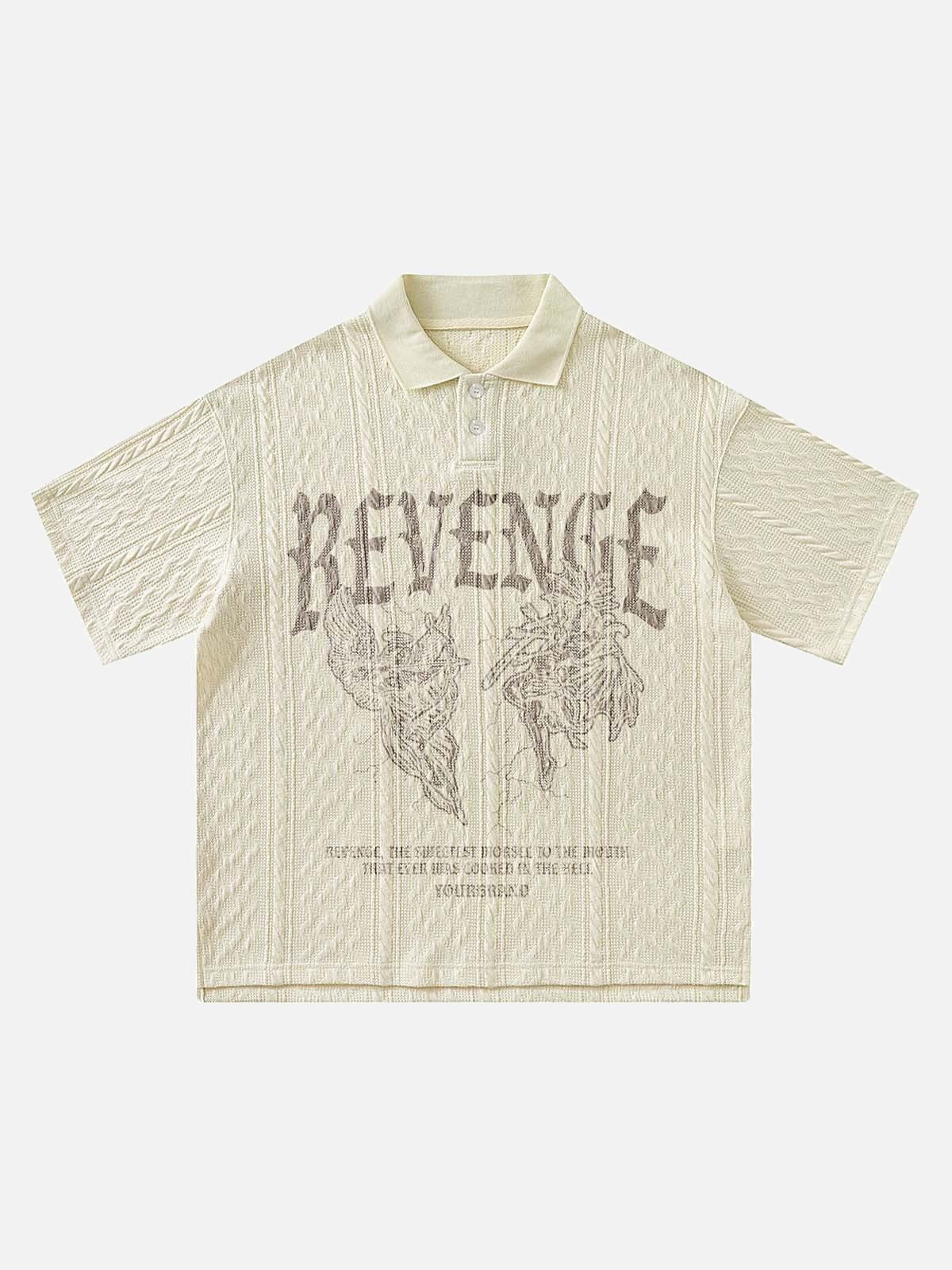 Concert Outfit Retro Letter Print Lapel Short Sleeve Polo Shirt Concert Outfit Retro Letter Print Lapel Short Sleeve Polo Shirt