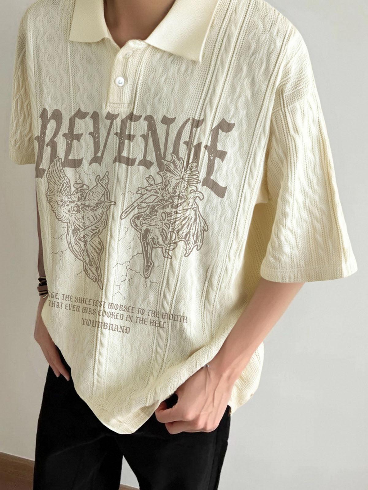 Concert Outfit Retro Letter Print Lapel Short Sleeve Polo Shirt Concert Outfit Retro Letter Print Lapel Short Sleeve Polo Shirt