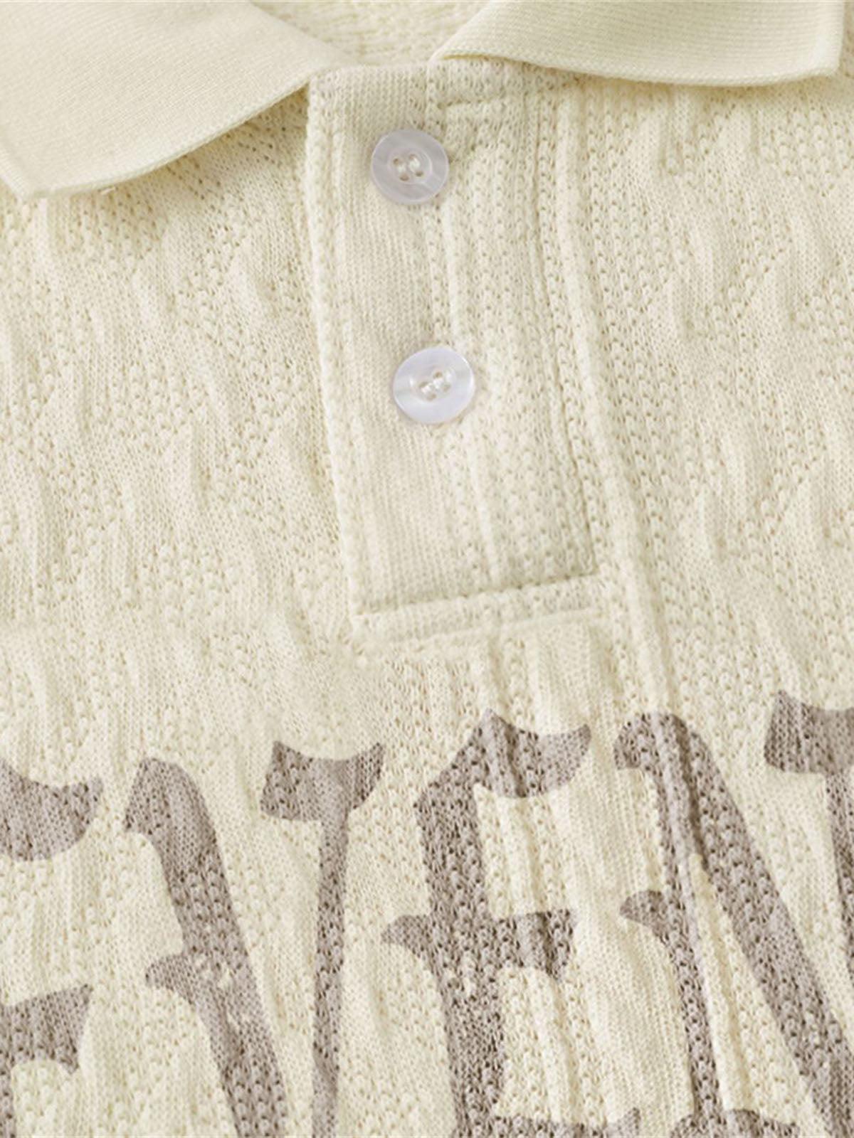 Concert Outfit Retro Letter Print Lapel Short Sleeve Polo Shirt Concert Outfit Retro Letter Print Lapel Short Sleeve Polo Shirt