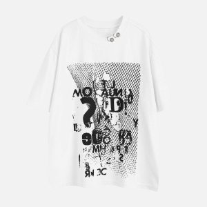 Concert Outfit Retro Letter Print Rivet T-Shirt