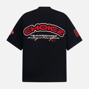 Concert Outfit Retro Motorcycle Style Heavy Patch Embroidered T-Shirt