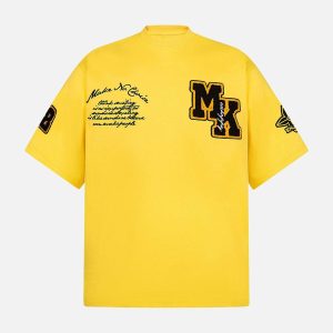 Concert Outfit Retro Motorcycle Style Heavy Patch Embroidered T-Shirt