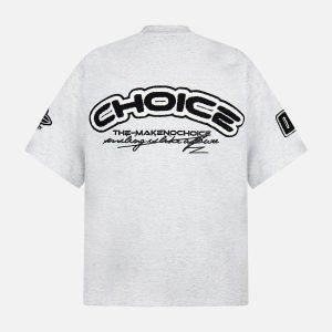 Concert Outfit Retro Motorcycle Style Heavy Patch Embroidered T-Shirt