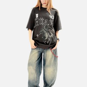 Concert Outfit Retro Oil Painting Print T-Shirt