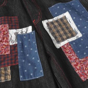 Concert Outfit Retro Patchwork Baggy Jeans