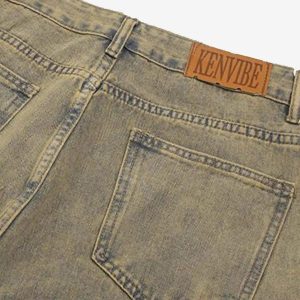 Concert Outfit Retro Patchwork Camouflage Flared Jeans