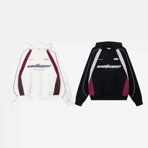 Concert Outfit Retro Patchwork Hip-Hop Hoodie