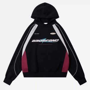 Concert Outfit Retro Patchwork Hip-Hop Hoodie