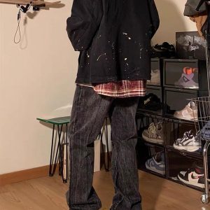 Concert Outfit Retro Patchwork Letter Denim Jacket