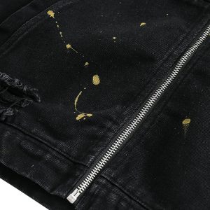 Concert Outfit Retro Patchwork Letter Denim Jacket