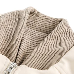 Concert Outfit Retro Patchwork Multi Pocket Puffer Bomber Jacket