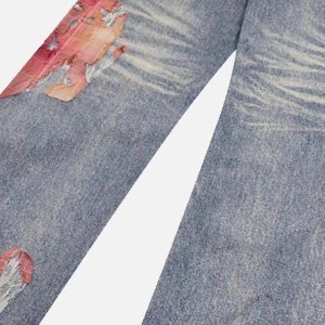 Concert Outfit Retro Patchwork Street Jeans