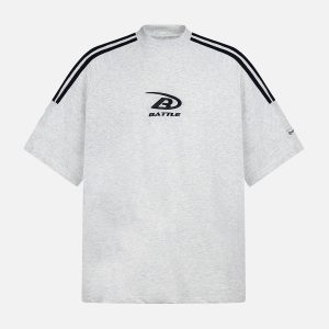 Concert Outfit Retro Patchwork Stripe Short Sleeve T-Shirt