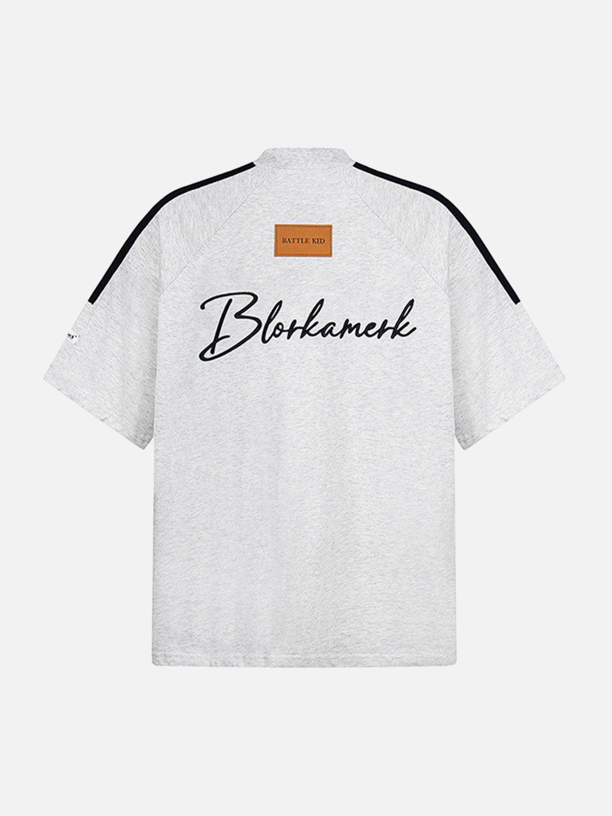 Concert Outfit Retro Patchwork Stripe Short Sleeve T-Shirt Concert Outfit Retro Patchwork Stripe Short Sleeve T-Shirt