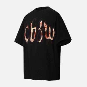 Concert Outfit Retro Plaid Letter Embroidered T-Shirt