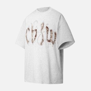 Concert Outfit Retro Plaid Letter Embroidered T-Shirt